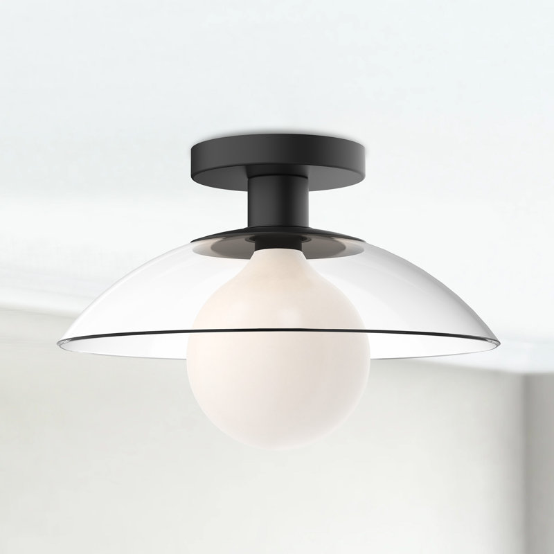 Plafonnier semi-encastré 1 lumière 11,88 po Finola, Noir mat