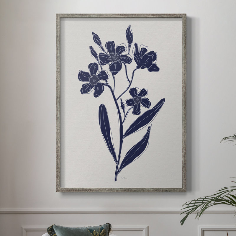 Indigo Botanical Study II, reproduction encadrée - bois massif 46426, H 11 po x l 9 po