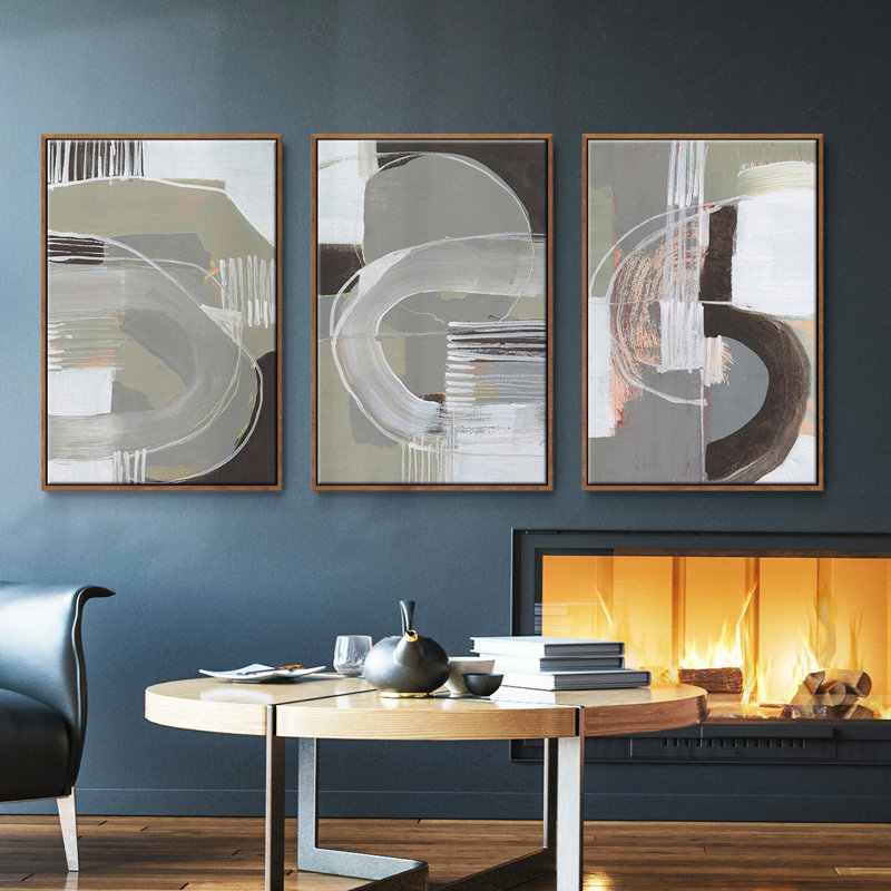 «Arching Neutrals», ensemble de 3 toiles tendues avec châssis de qualité supérieure, Noyer, H 40 po x l 78 po