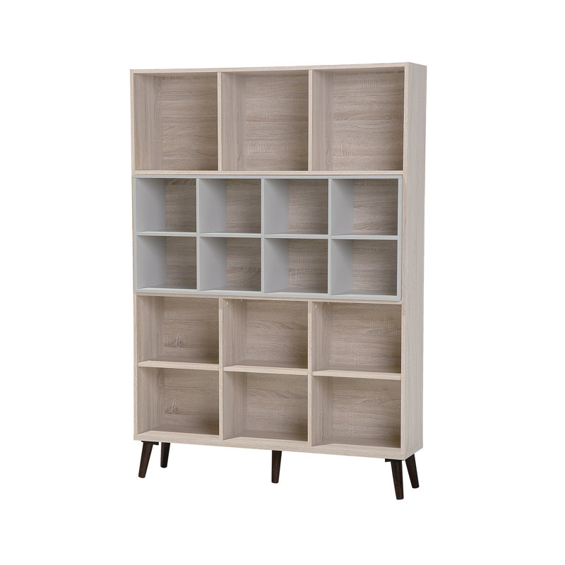 Galion 174cm H x 120cm W Geometric Bookcase, Light Wood Grey