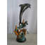 Sculpture bronze corail et trio de dauphins et tortue de mer 15 po x 9 po x H 29 po