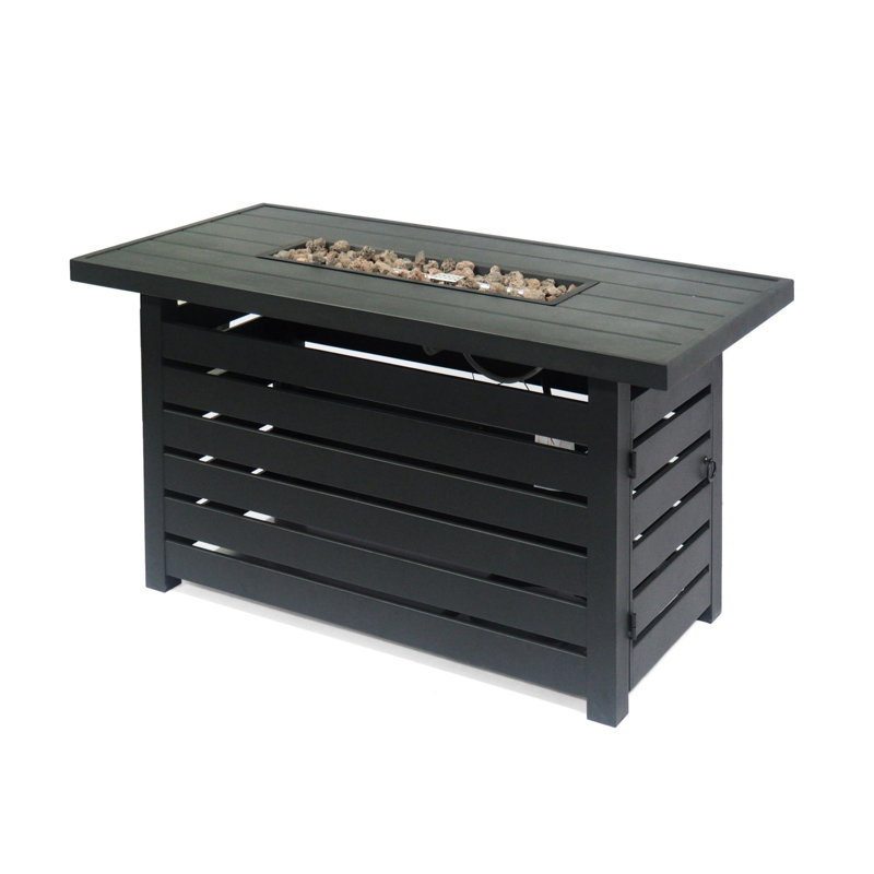 Foyer rectangulaire en fer de 30 000 UBF avec espace de réservoir fermé - l 45,00 po x P 42,00 po x H 24,06 po, noir, facile à assembler