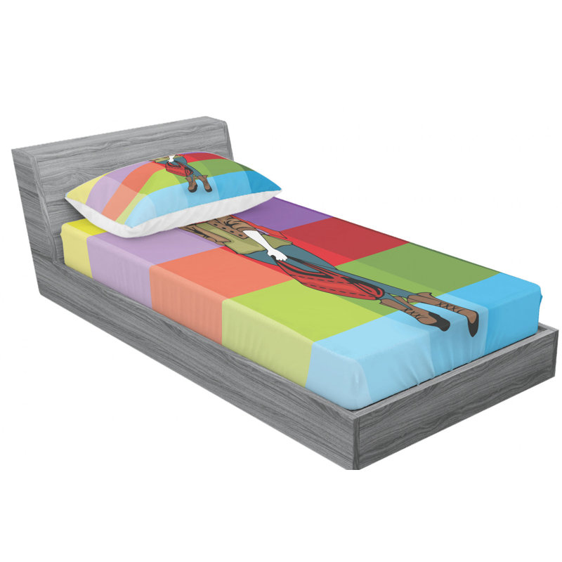 Microfiber Geometric Sheet Set, Twin XL Sheet Set with Fitted Sheet