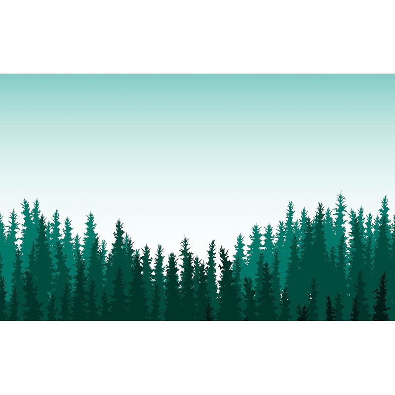 Murale pelez et collez de qualité supérieure - Silhouette forêt, L 120 po x L 96 po