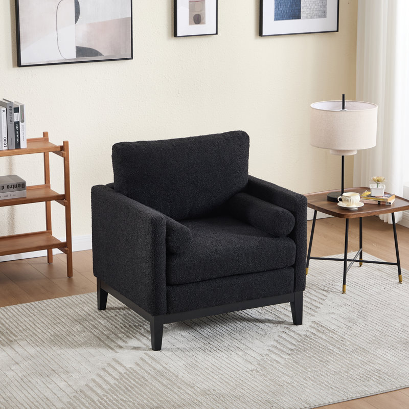 Chaise d'appoint rembourrée avec 2 coussins, Noir, Noir
