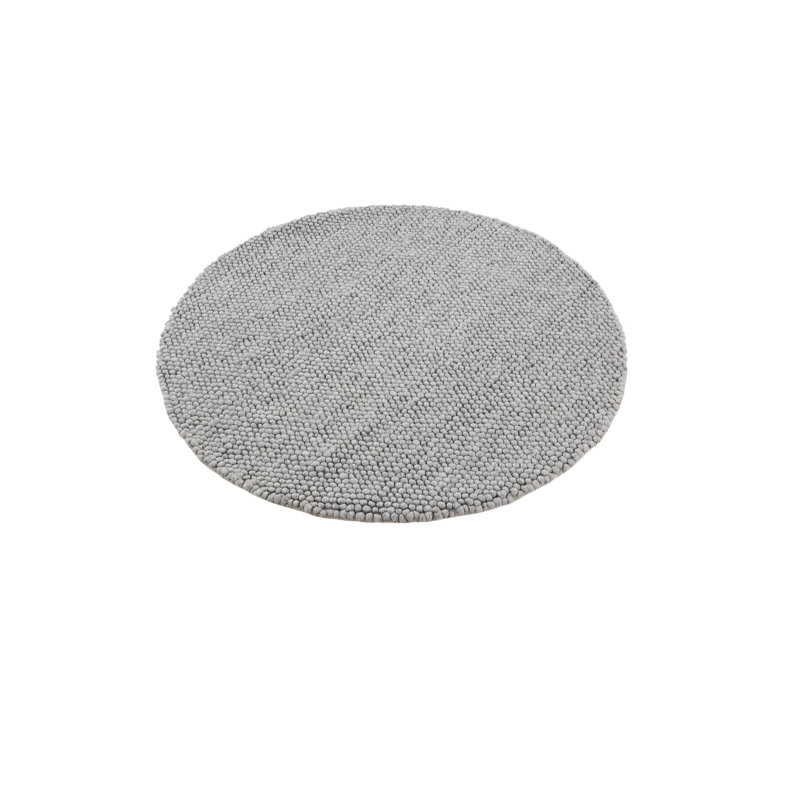 Handgefertigter Wollteppich Aus In Hellgrau Hand Loomed Area Rug, Round 200cm