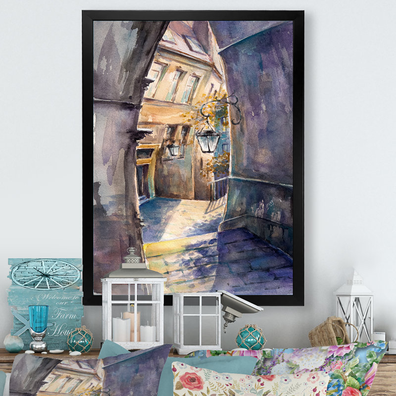 Paris City - Peinture sur toile, Cadre noir, H 20 po x l 12 po x P 1 po