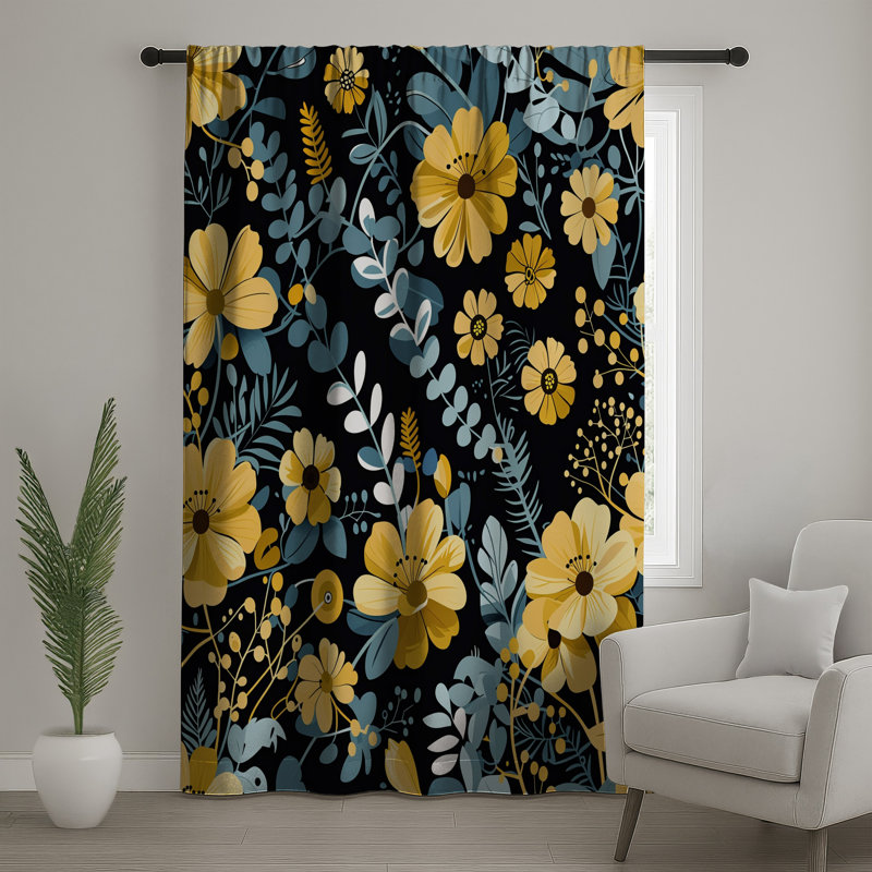 Rideaux à motif floral, voilages et voilages à motif floral - 1 panneau, 50 po x 80 po - 1 panneau, Transparent