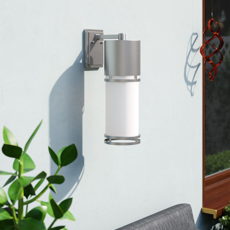 Applique murale d'extérieur à DEL à 1 ampoule Baniya, Aluminium brossé, H 13,75 po x l 4,5 po x P 6,5 po