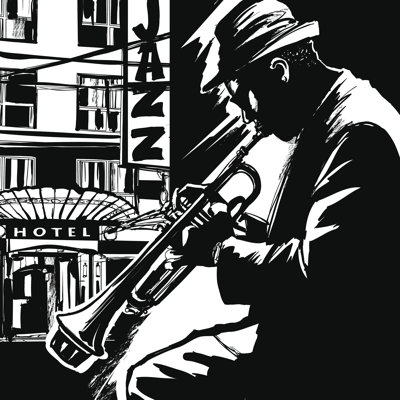 Jazz Trumpet Player by Isaxar - Wrapped Canvas Print
