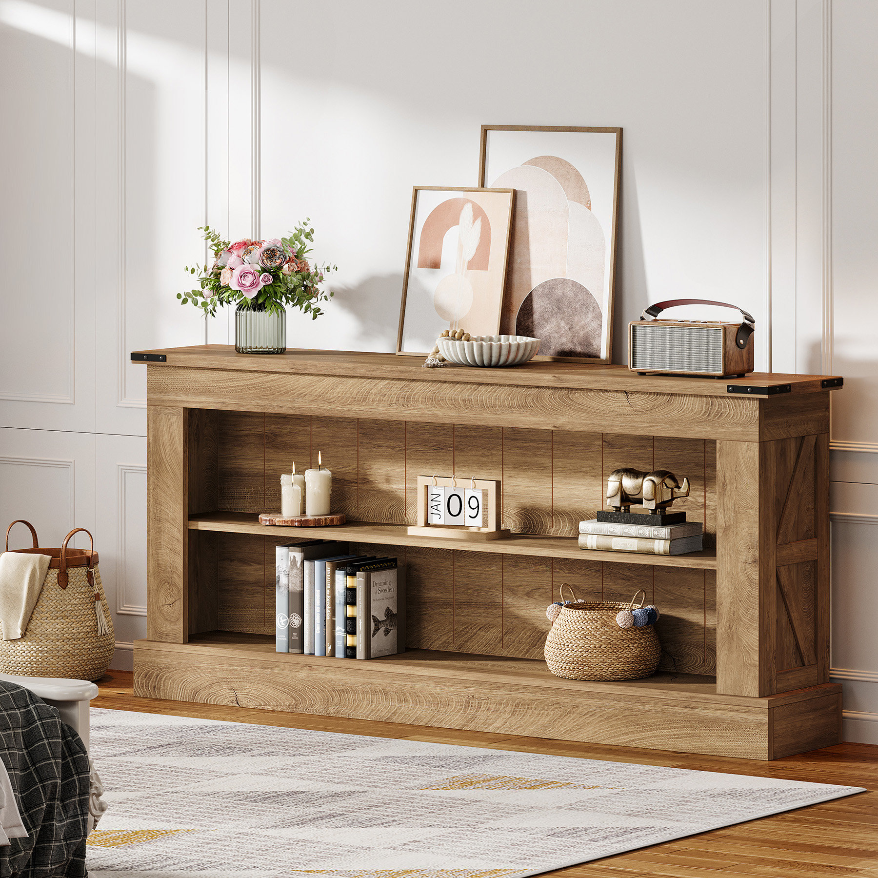 Gracie Oaks 63" Tv Stand For 75'' Tv, Modern Entertainment Center Media Console Table With Storage | Wayfair