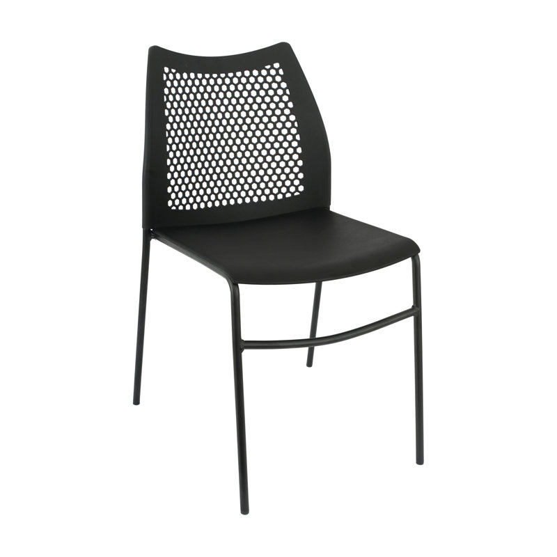 Chaise empilable avec dossier ventilé et siège en cascade, Noir