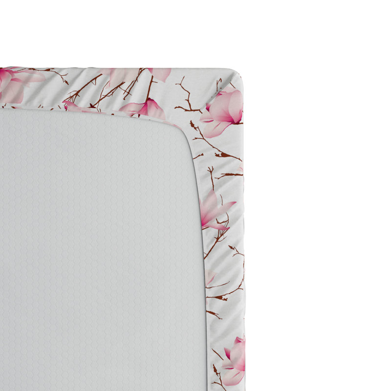 Microfiber Floral Fitted Sheet, Twin Fitted Sheet, Pink Floral 22