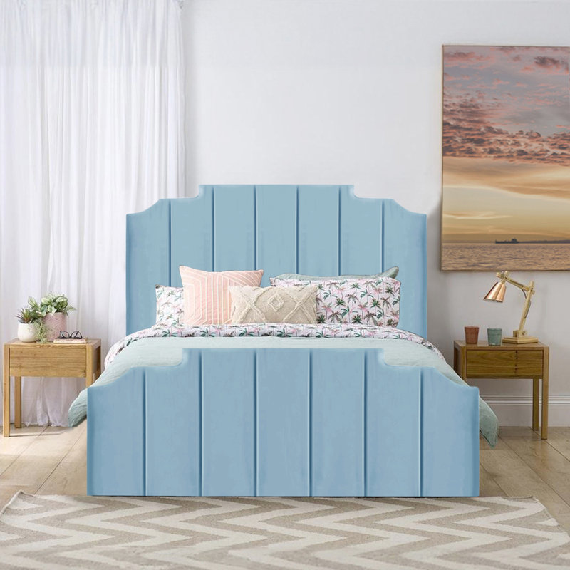Antara Upholstered Bed, Double (4'6), Sky Blue