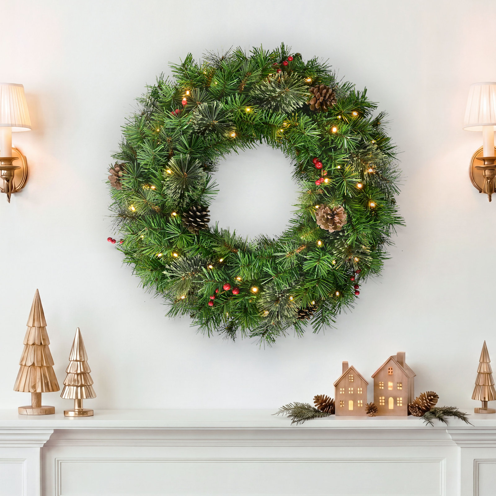 24" Pine Christmas Wreath