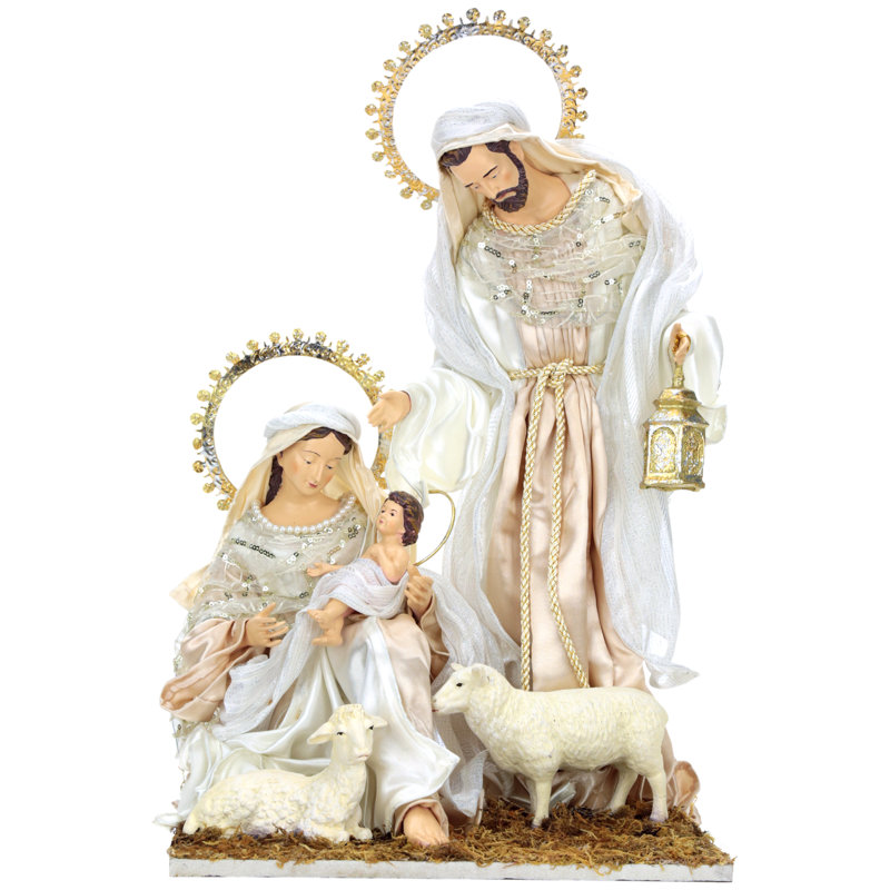 Holy Family With Lambs - 18 Inches