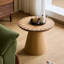 Table basse ronde 19,69 po, incrustation double bois et chêne moderne avec bordure engrenage, élégante table de salon