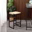 Ensemble de 2 tabourets de bar sans dossier avec siège en jacinthe d'eau et structure en métal