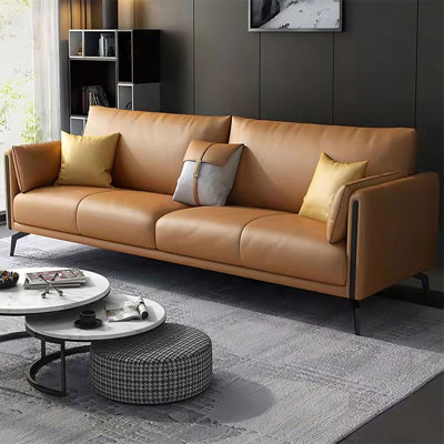 Orange Genuine Leather Standard Sofa cushion Loveseat