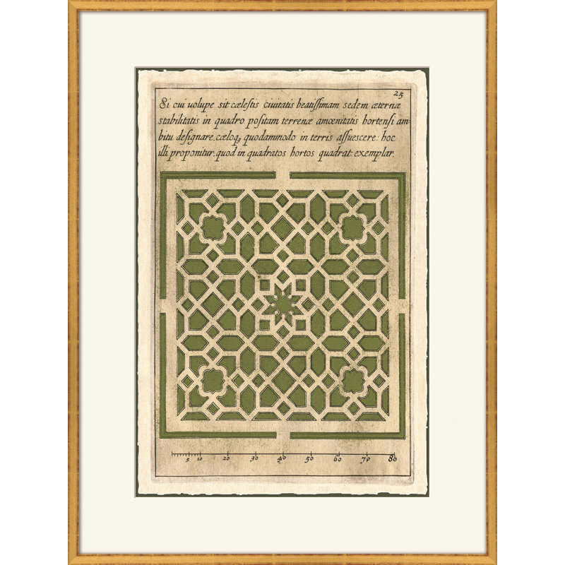 " Green Garden Plans " by Soicher Marin Archives, Gold, White, 33.25" H x 25.25" W x 1.87" D