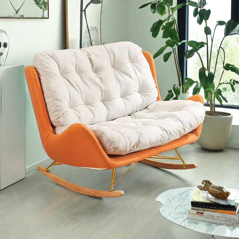 Chaise berçante de salon à bascule Nordic Light Luxury, Orange, blanc cassé
