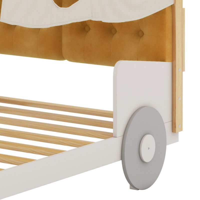  Car Bed With Pillow, Ceiling Cloth, Twin