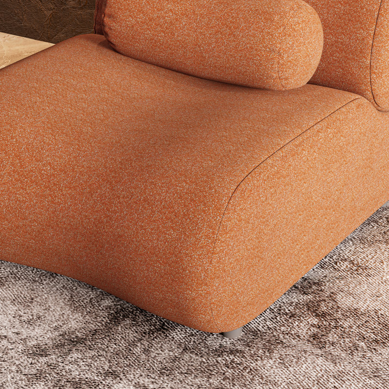 Chaise sans accoudoirs en chenille, Chenille orange
