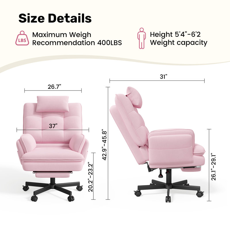Canora Grey Cotton Blend Office Chair, Pink