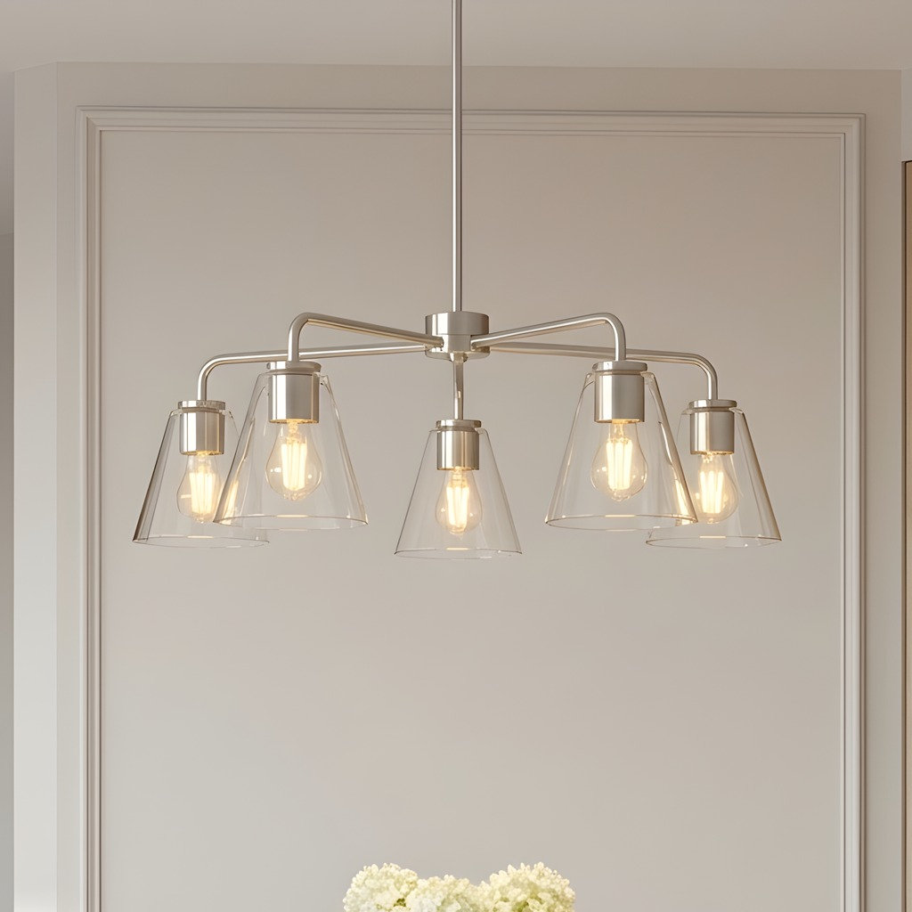 Hayden 5-Light Chandelier, Clear, Brushed Nickel