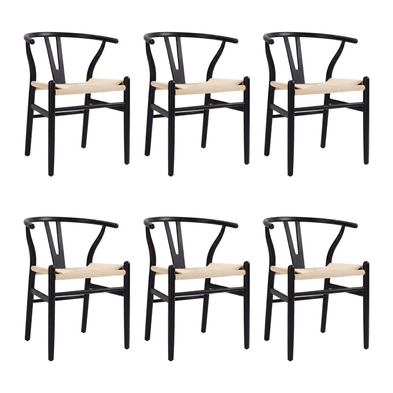Chaises de salle à manger en bois massif Wagner, 6, Black
