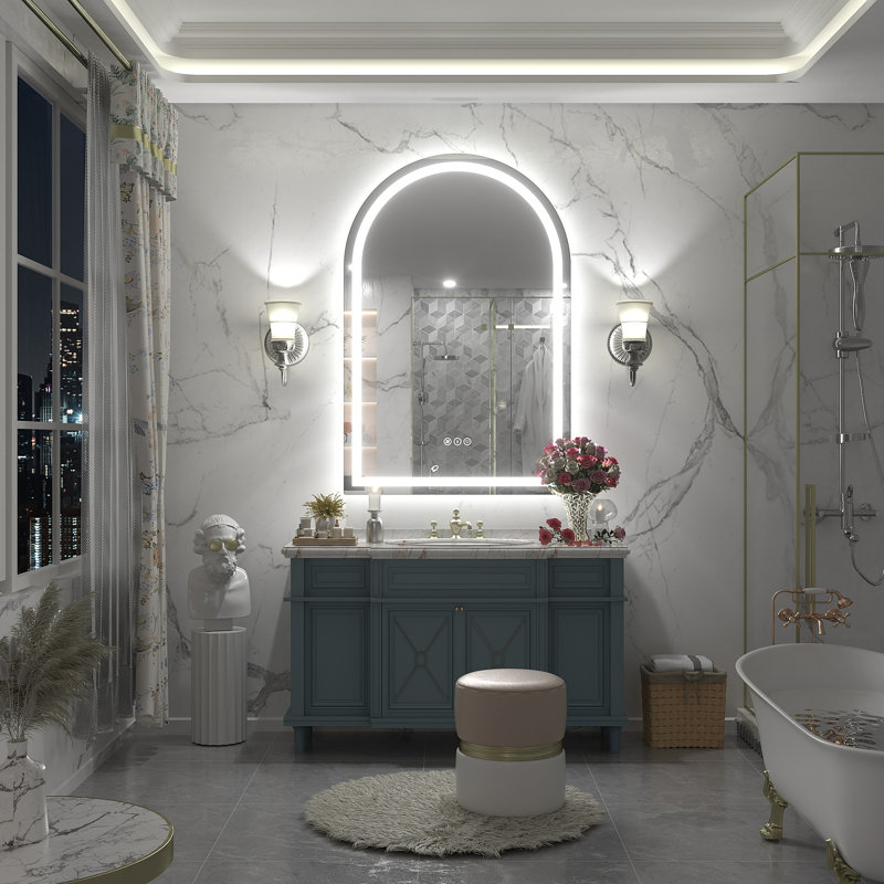 Wayfair Basics® UL Certified LED Anti-Fog Tempered Glass Arch Bathroom/Vanity Mirror , 48" x 32"