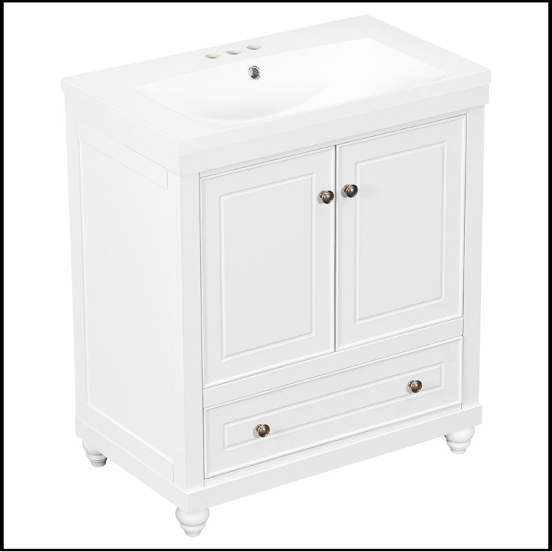 Meuble-lavabo sur pied simple avec plateau 30 po Sreyas