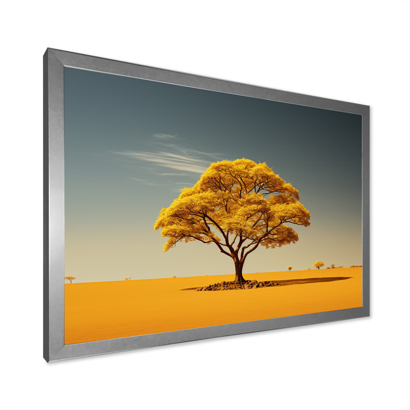 Aura d'arbre africain sur toile, H 34 po x l 44 po x P 1,5 po, Cadre photo argenté