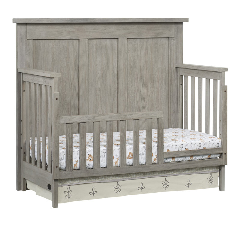 Oak Gray 4-in-1 Convertible Crib with Rustic Wainscoting
