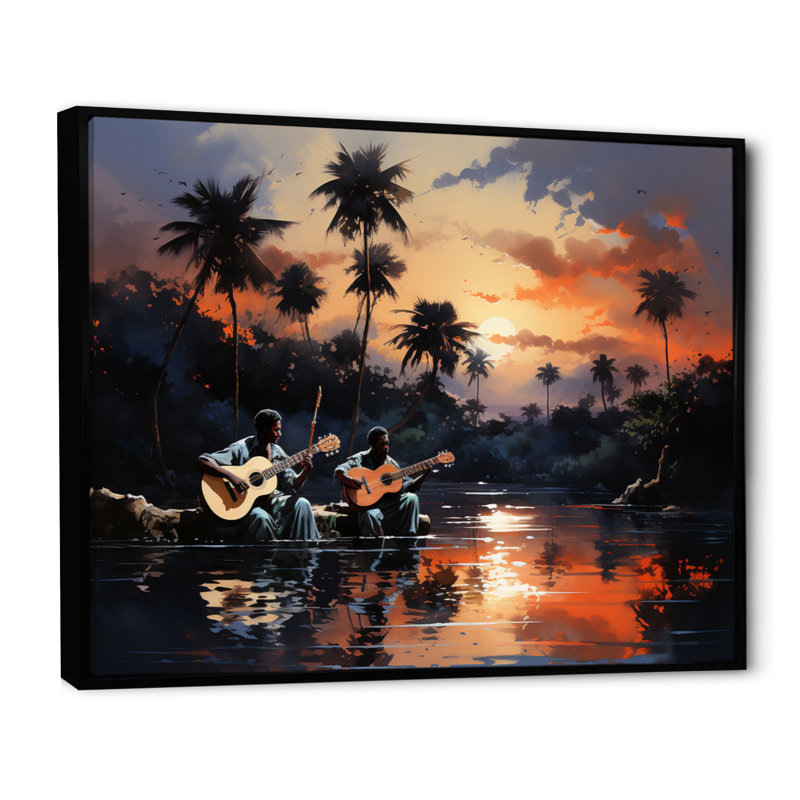 «African Serenading The I», reproduction sur toile, H 12 po x l 20 po x P 1 po, Cadre flottant noir