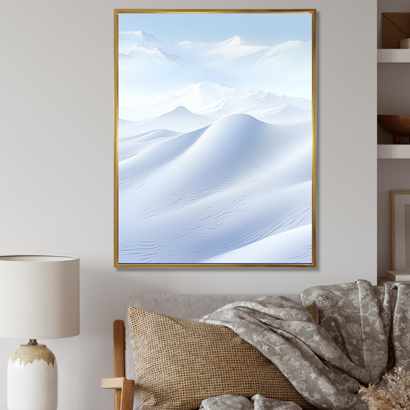 Winter Winter Snow Scenery I - Snow Wall Art Living Room, Cadre flottant doré, H 32 po x l 16 po x P 1 po