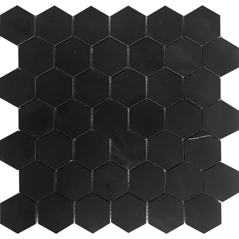 Carrelage hexagonal en mosaïque noir noir 12 x 12 (4,83 pieds carrés / caisse) Noir Luxe