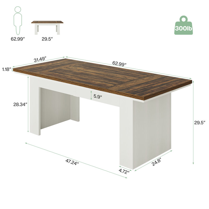 63" Brown White Executive Modern Large Computer Home Office Desk Study Writing Table