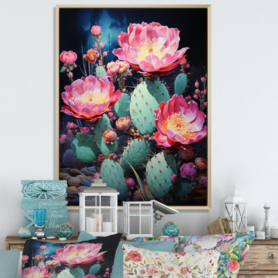 Traeshon " Pink Green Cactus Desert Bloom Prickly II "