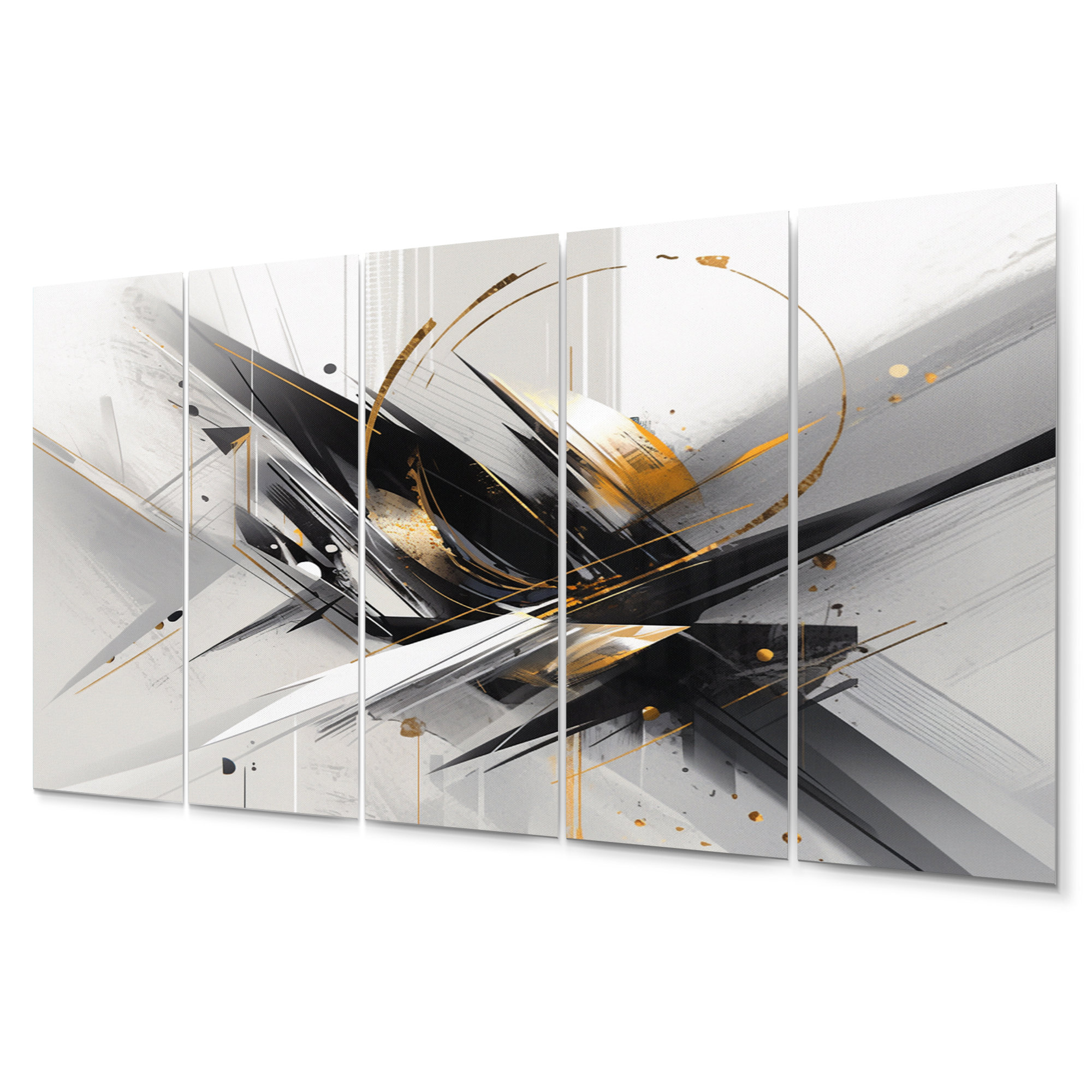 Mercer41 Black Gold Multifaceted Whirls III - Cubism Metal Wall Decor ...