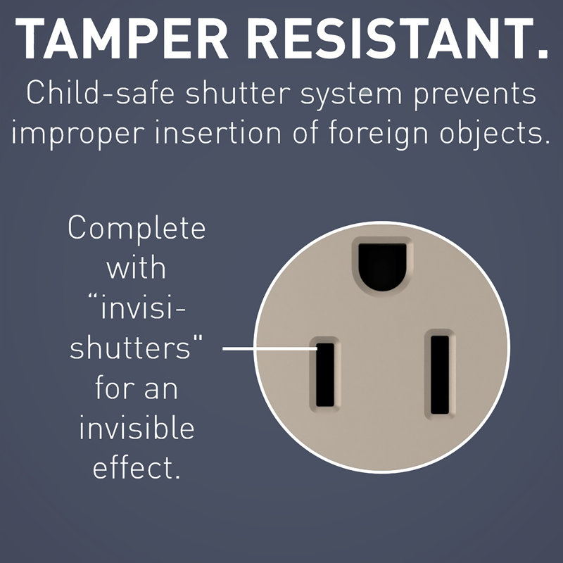 Nickel Tamper Resistant Decorator Outlet with Wall Plate