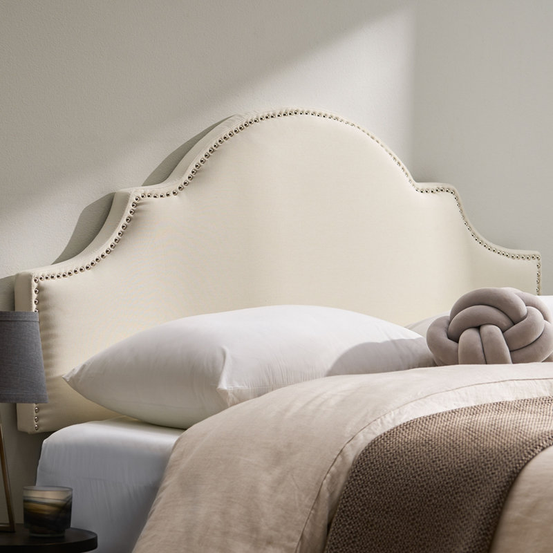 Tête de lit tapissier avec pieds en métal durables, Blanc