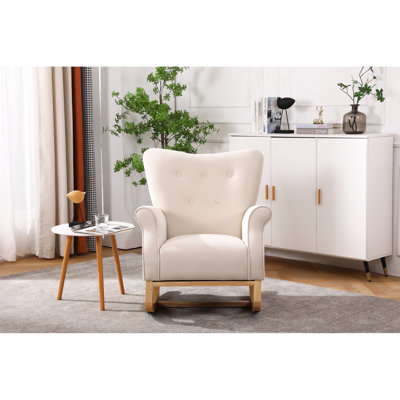 Fauteuil à bascule de chambre avec revêtement en velours, rembourré de mousse, dossier à haut poids limité de 250 lb pour chambre de bébé, siège en tissu, mousse confortable, charge