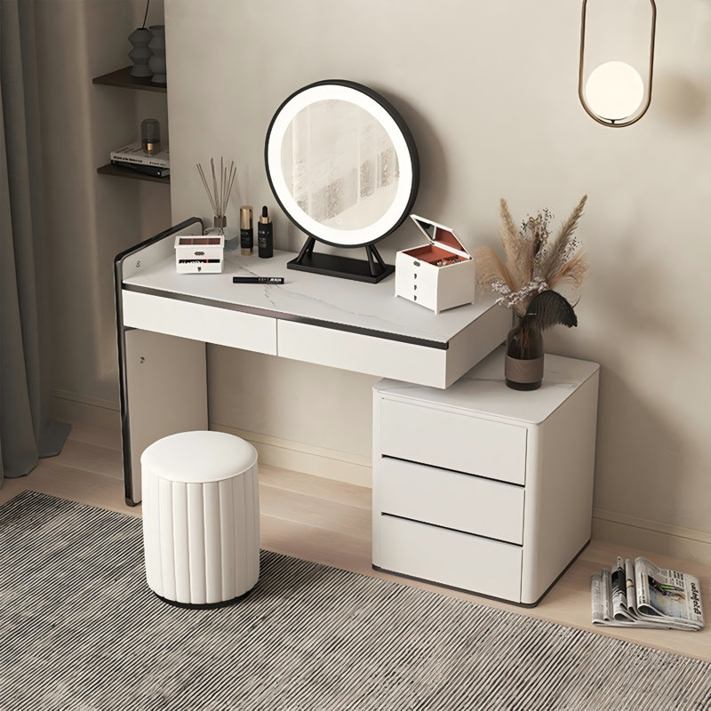Meuble-lavabo moderne 41,34 po avec commode avec tabouret et miroir