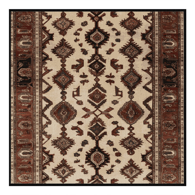 Tapis persan noir lavable à la machine, Carré 6 pi