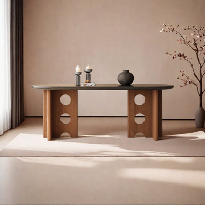 Solid wood dining table with heat-resistant coatin