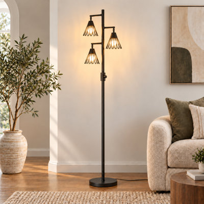 Lampe sur pied à branches 70 "à intensité variable avec abat-jour intérieur non éblouissant, 3 ampoules incluses