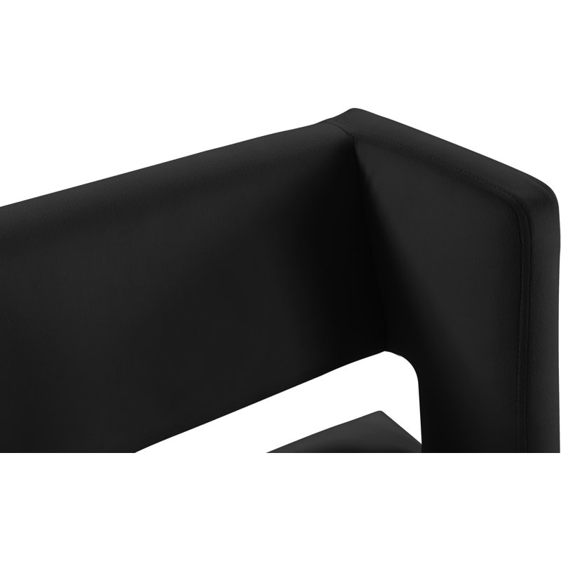Caleb 26" Counter Stool, Black Velvet, Brushed Gold