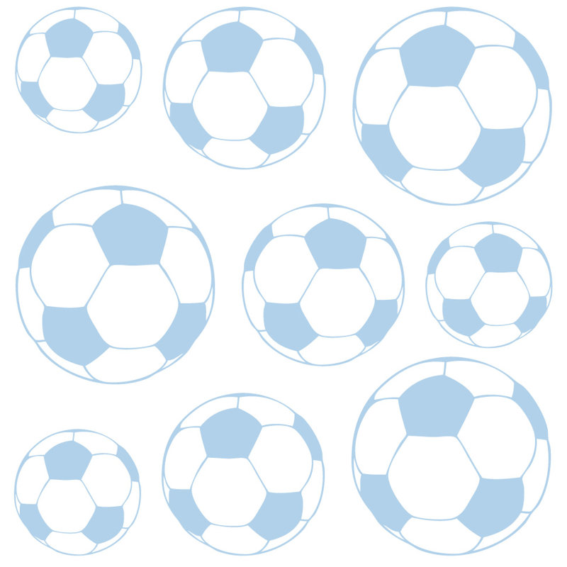 Adhésif décoratif ballons de soccer, Bleu poudré, H 20 po x l 20 po x P 0,01 po