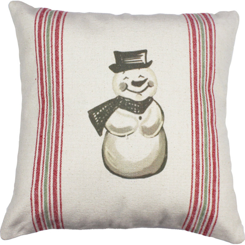 Coton - Coussin décoratif réversible imprimé en coton blanc et noir, H 14 po x l 14 po, Rouge / Crème, Carré